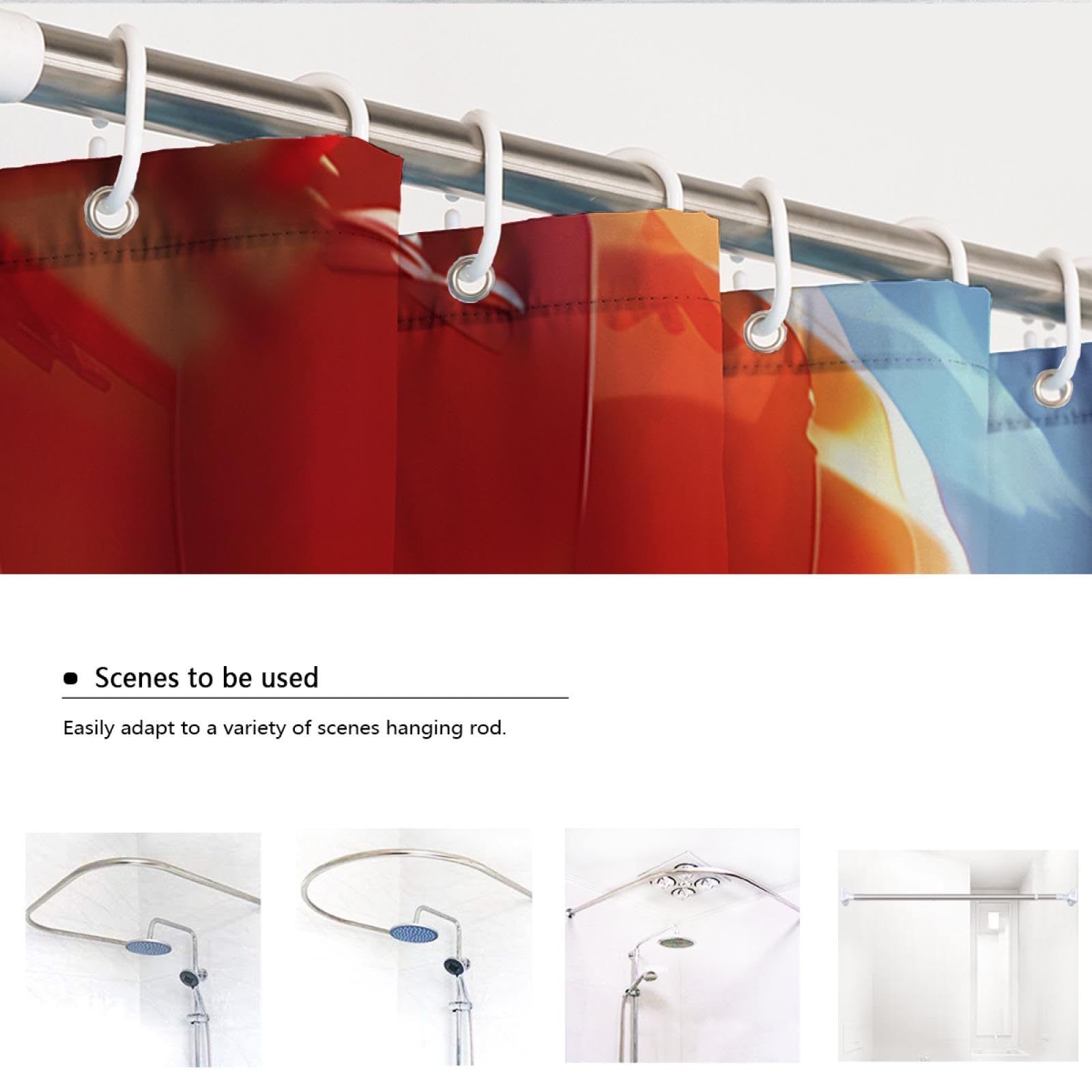 Cortina de ducha de diseño de dibujos animados Feliz Año Nuevo festivo Decoración festiva Cortina de ducha para baño Cortinas de ducha impermeables con ganchos 220Bx200Lcm