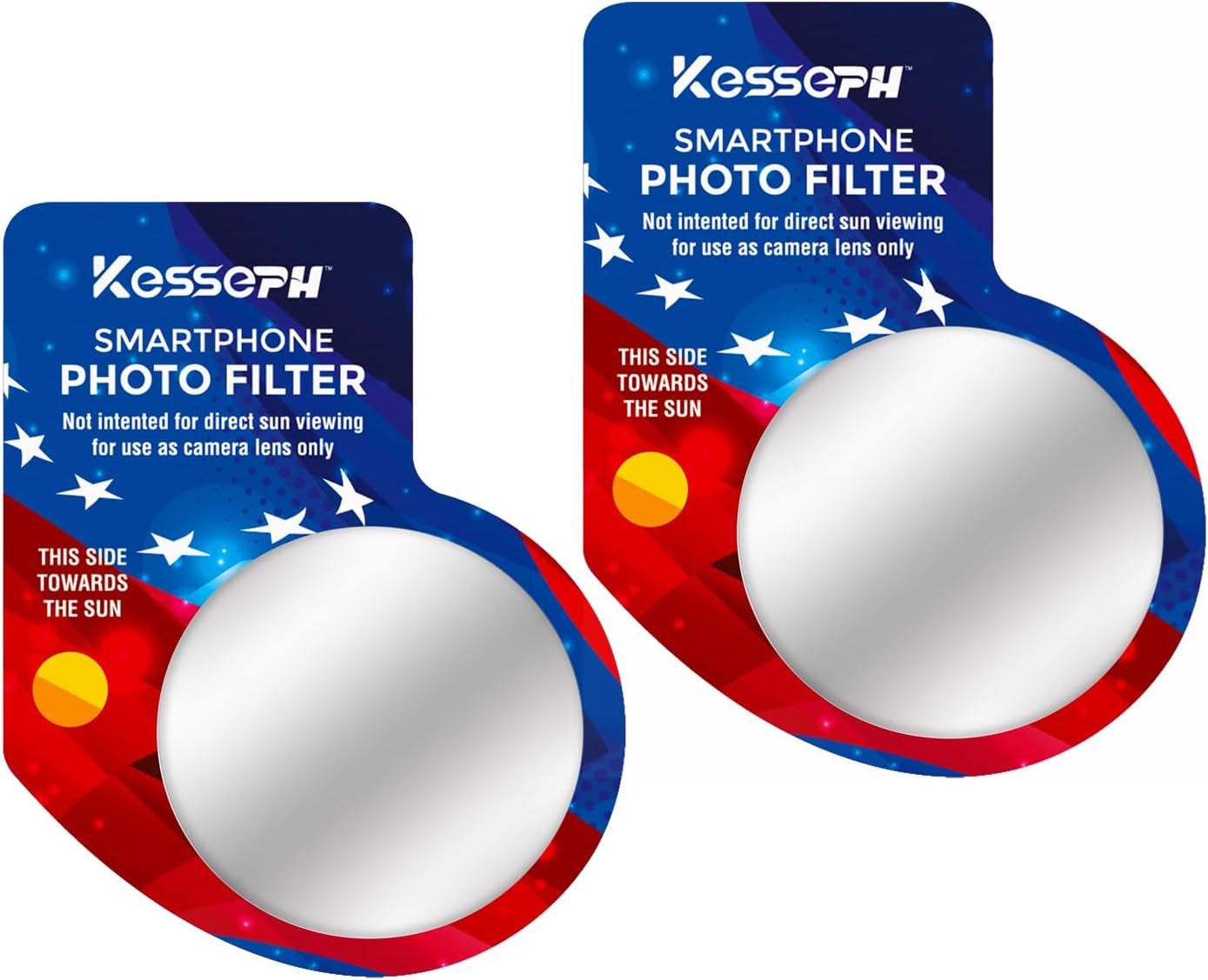 Kesseph Solar Eclipse Imaging Enhancing Lens Filter for Your Smartphone 2-Pack. Capture The Eclipse and Ensure Your Phone Camera is Shielded from Harmful Rays