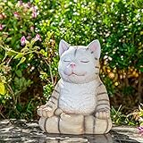 GUTE Meditating Zen Garden Cat Statue Sculpture Figurine - Large Gardens Decor Figurine, Yoga Lover Gift, Waterproof Jared Leto Met Gala Indoor Outdoor Lawn Kitten Decoration 9.5" H Mom & Grandma