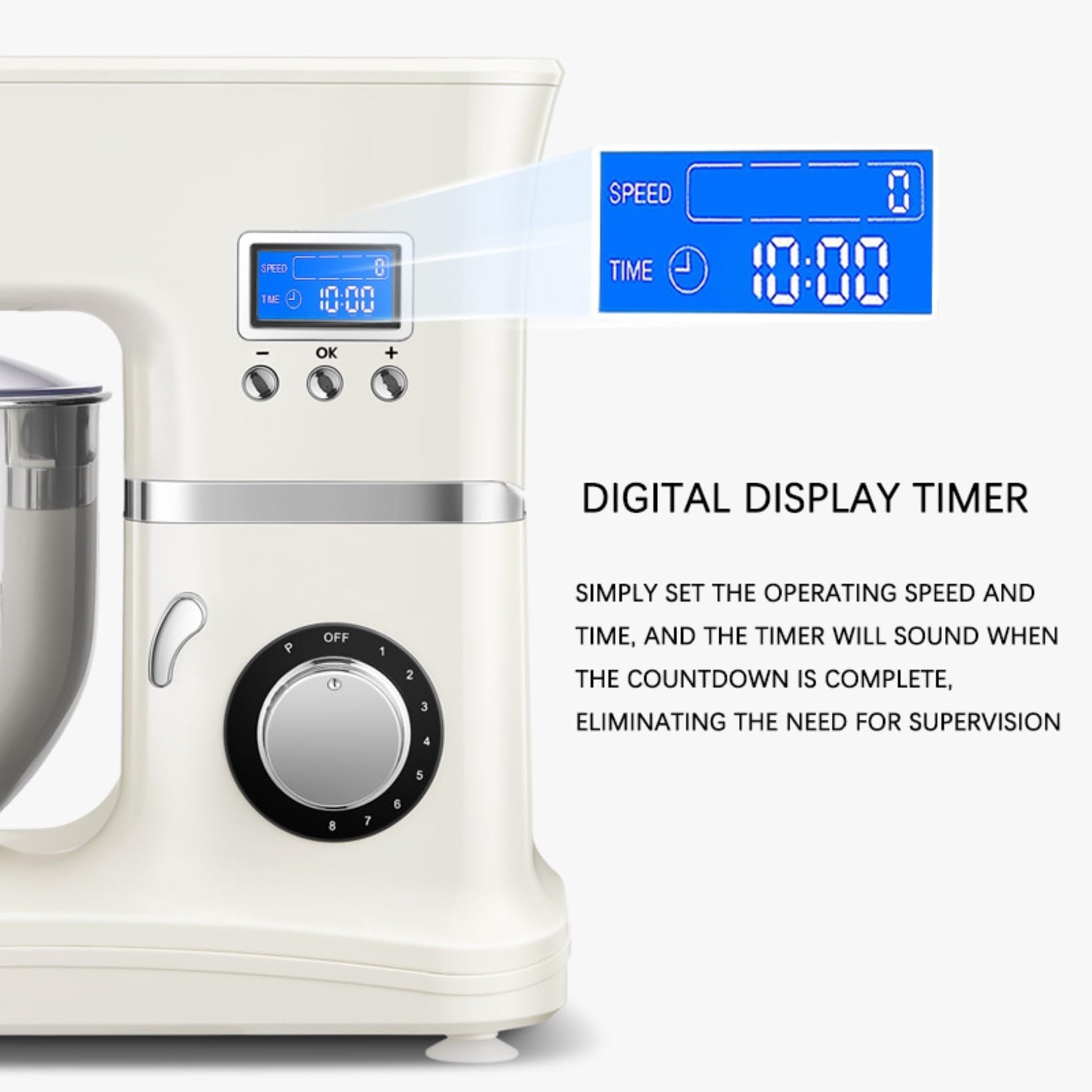 Mixer Elettrico Professionale 1000W per Alimenti,Mixer Cucina Leggero E Portatile 8 velocità,Ciotola in Acciaio Inox 5,2L per Maggior Parte dei Cuochi Domestici