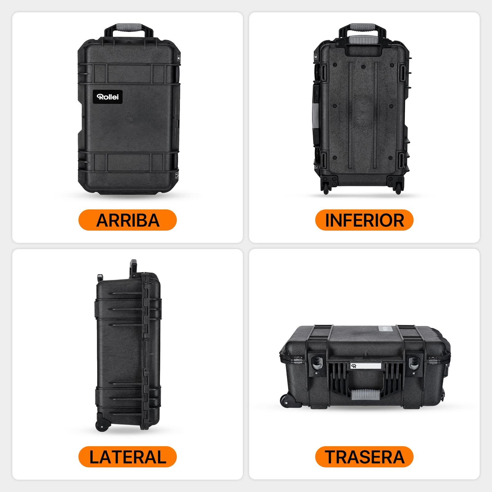 Rollei Maleta para cámara, Extremadamente Robusta, irrompible e Impermeable, Grande, con Ruedas, para Exteriores, regulación automática de la presión y protección antirrobo, maletín para cámara