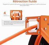 VEVOR Enrouleur Tuyau à Air Comprimé Hybride Fermé Rétractable 9,53 mm x 15,24 m​ Pression 300 PSI Rembobinage Automatique, Bras Unique, avec Tuyau 1,5 m, Support 180°, pour Montage au Plafond/Mur - 4