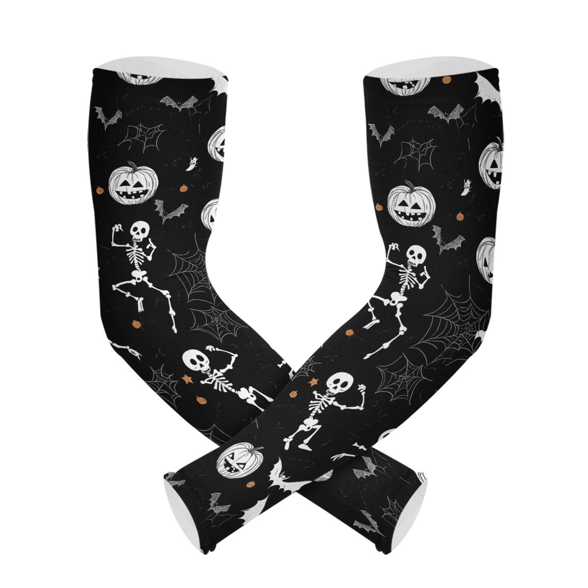 Cooling Arm Sleeves for Men Women UV Sun Protection Arm Covers Halloween Skeleton Compression Sleeves Sports Football Golf Cycling