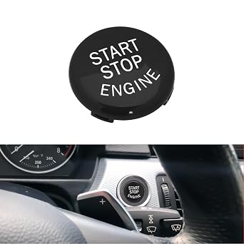 x xotic tech Sports Black Start Stop Button Switch Cover Compatible with BMW 1 3 5 6 Series X1 X3 X5 X6 Z4 E81 E90 E91 E60 E63 E84 E83 E70 E71 E89 Engine Switch Power Ignition Replacement E Chassis