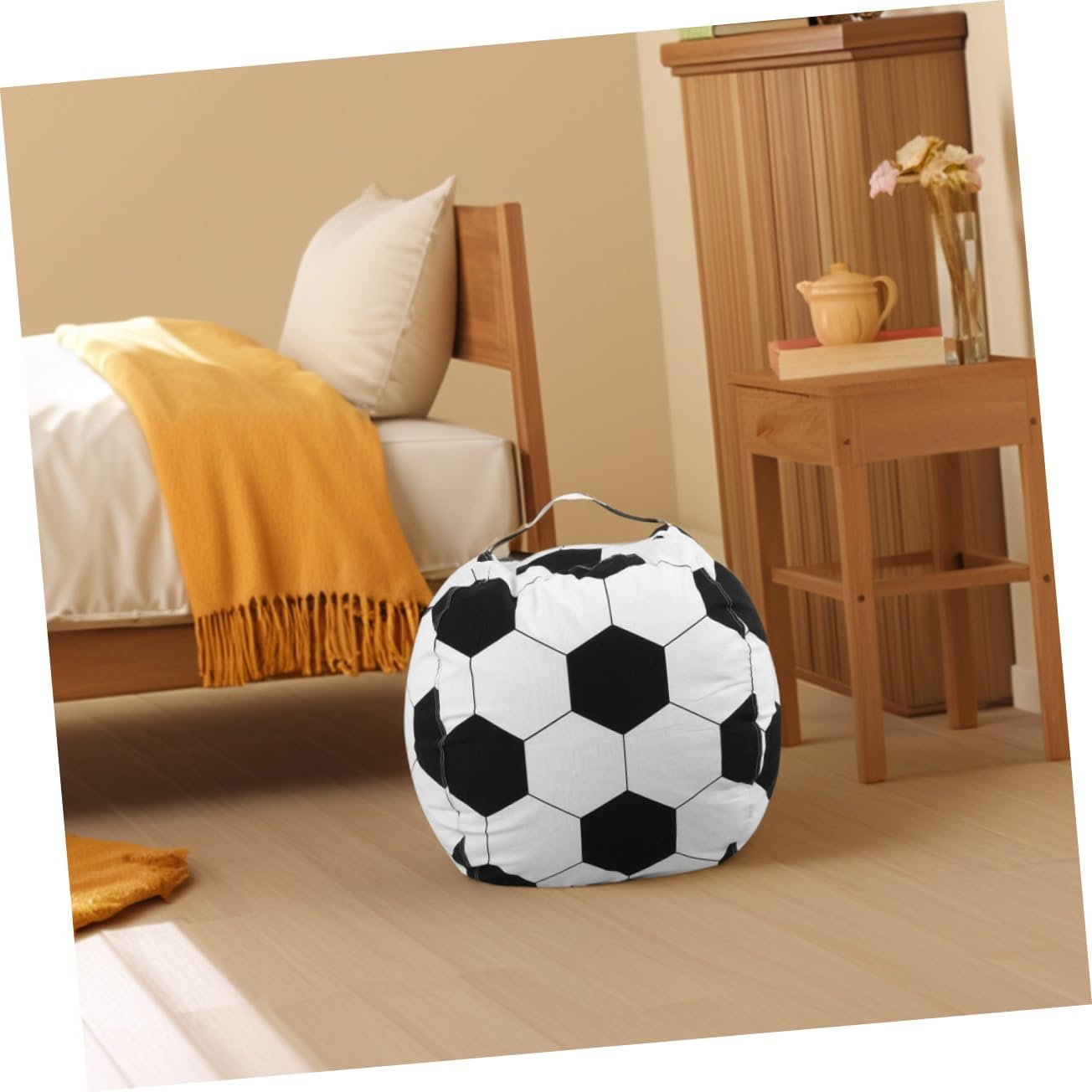 2pcs Soccer Bean Bag Chair Cover Fun Toy Storage Organizer for Boy Girl Lightweight and Spacious Capacity for Indoor Use and Playroom