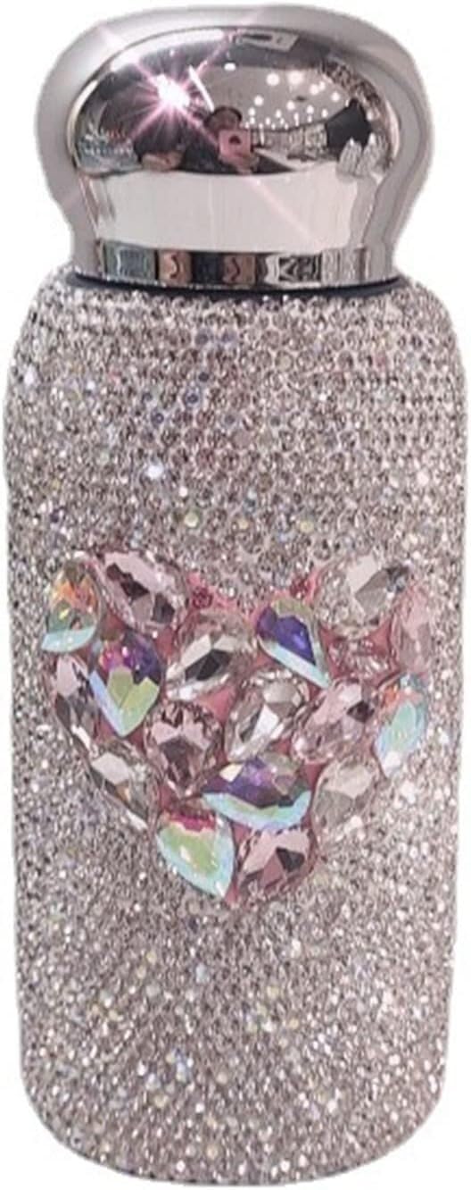 Diamentowa termos, butelka termiczna, kubek termiczny kubek podróżny Bling Rhinestone Shinning butelka na wodę Diamentowa kolba ze stali nierdzewnej Butelka próżniowa(Pink)
