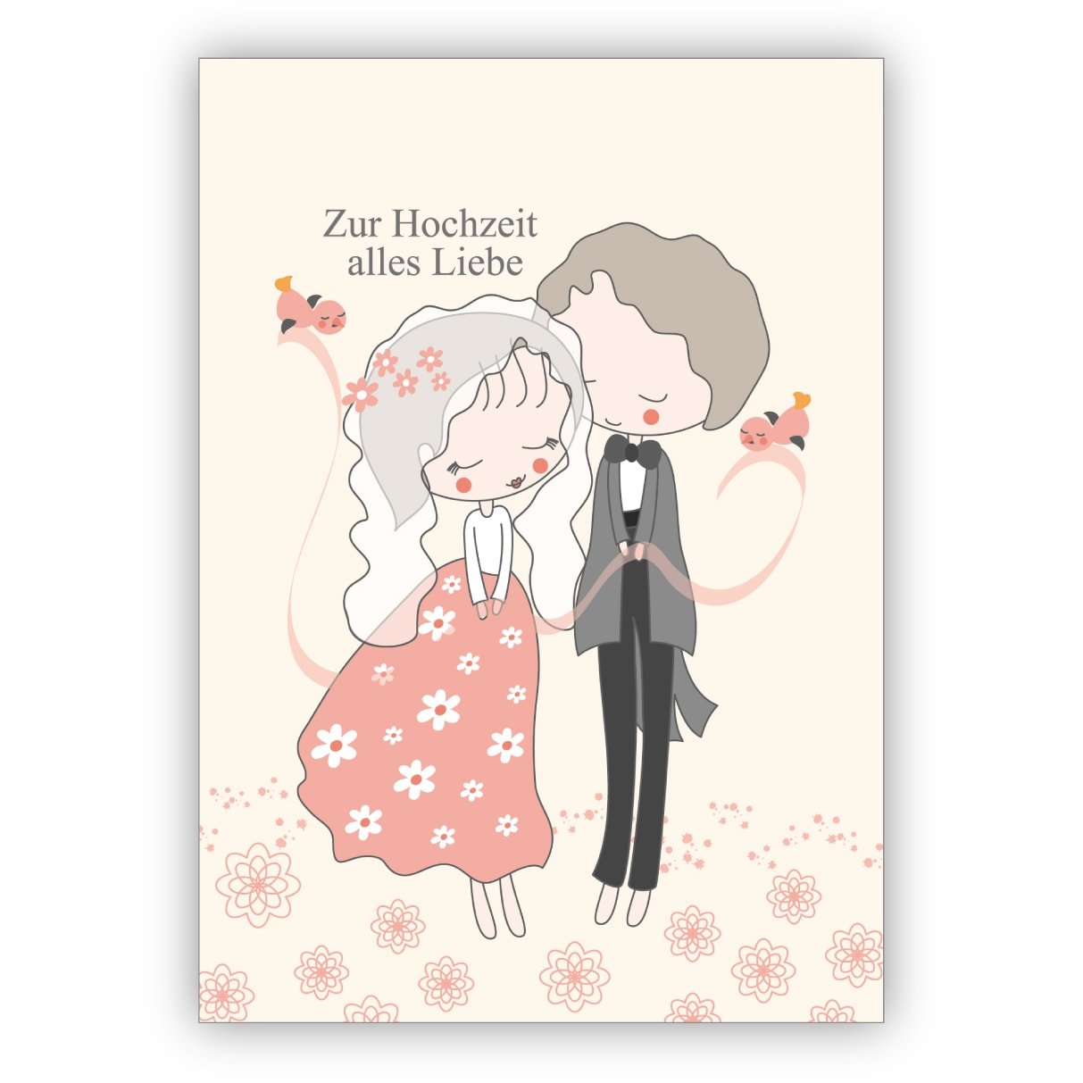Im 16er Glückwunschkarten Set: Niedliche Hochzeitskarte mit Brautpaar: Zur Hochzeit alles Liebe • schöne Gruss Klappkarte mit Umschlag für beste Freunde und Lieblingsmenschen