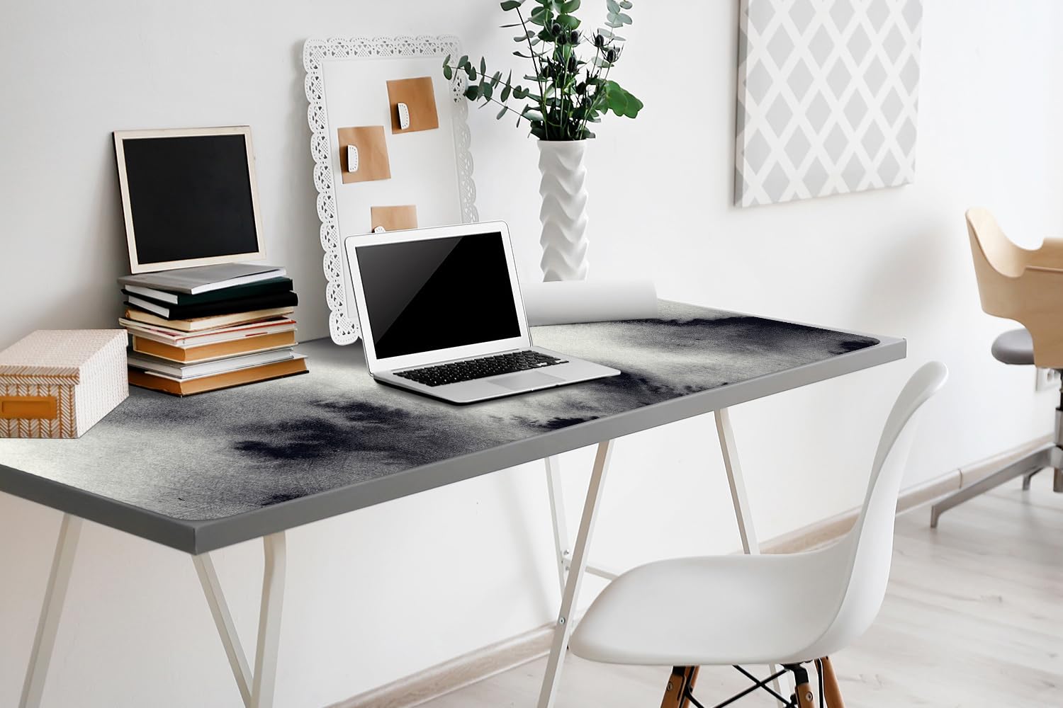 Tappetino da Scrivania 100x50 cm Protezione e Decorazione in Vinile PVC Antiscivolo Impermeabile Facile da Pulire Superficie Protettiva per Ufficio e Casa - macchie di inchiostro
