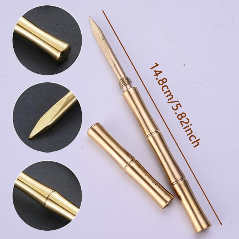 Brass Bamboo Needle Puerh Tea Knife with Safety Cover Sdjdhej 1Pcs Multifunctional Ice Pick Tool Made Needle Ice Cone for Kitchen,Bars,Picnics,Camping and More