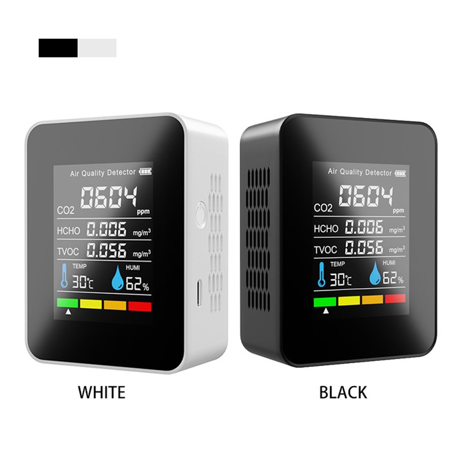 Rilevatore Gas, 5 In1 Air Monitor CO2 Rivelatore di anidride carbonica Magazzino Qualità dell'aria Temperatura Umidità TVOC HCHO Misuratore di misurazione del monitor,per casa ufficio scuola hotel(5