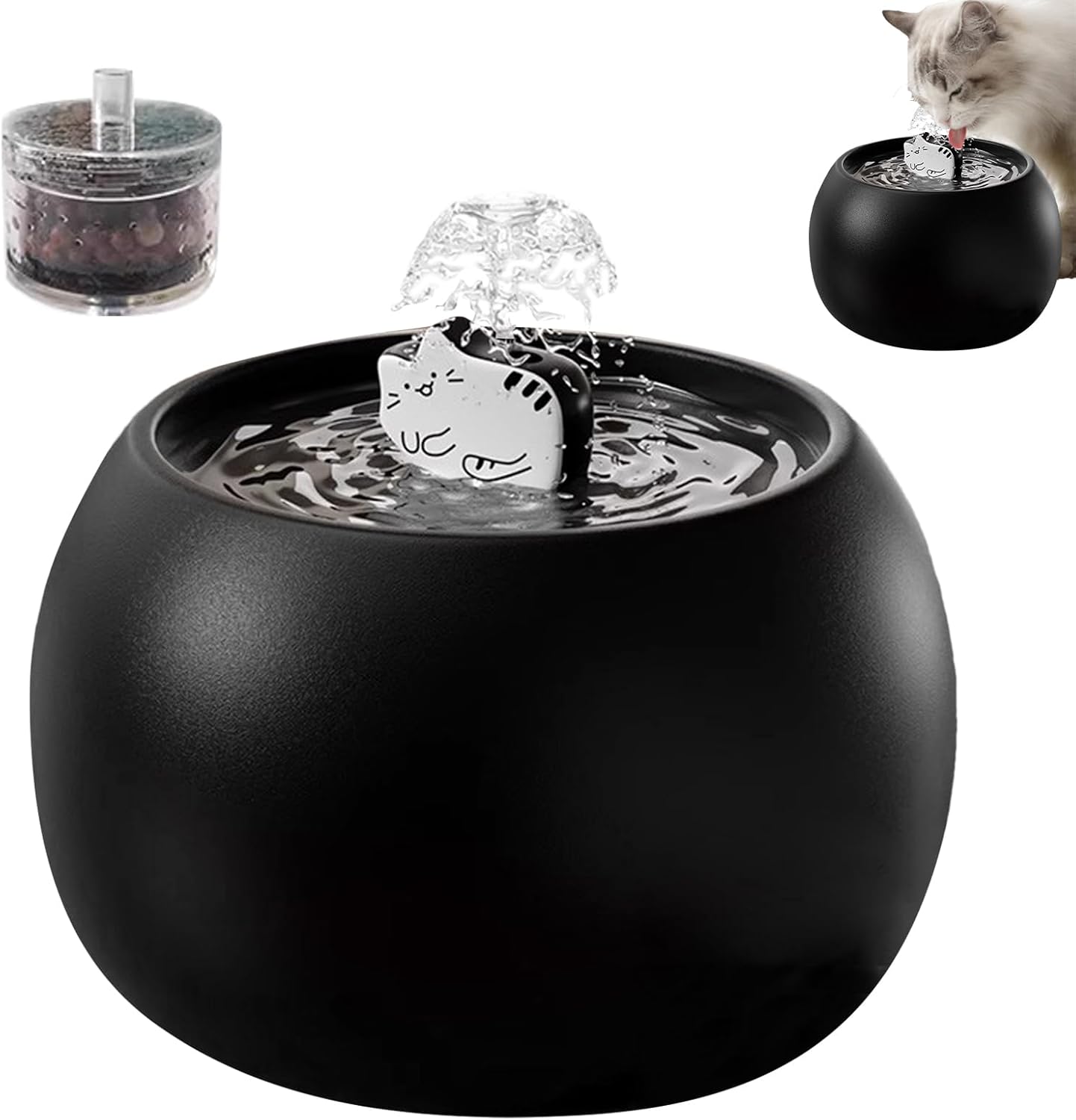 kinrguiyuez Pet Water Fountain,Cat Drinking Fountain – Rechargeable Automatic Dispenser with Sensor Filtered Waterer 3D Design for Home Puppy Dog Watering Outside Drinking