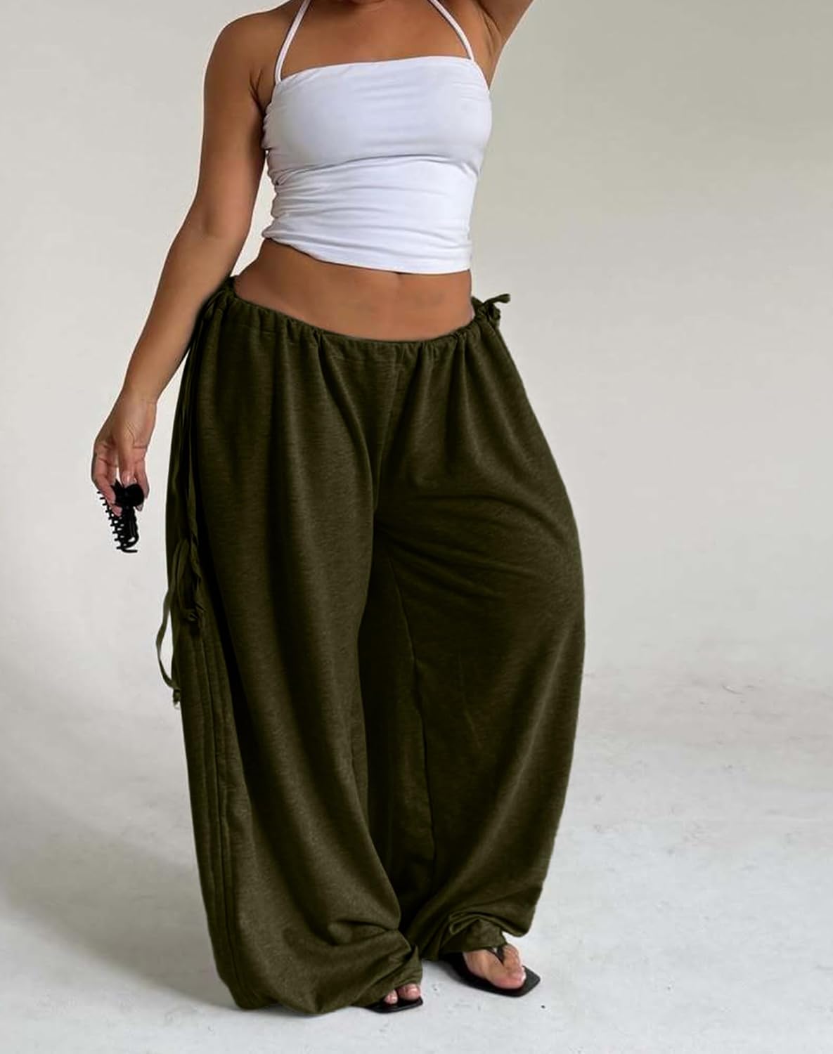 Women's Plus Size Lounge Pants Drawstring High Waisted Wide Leg Sweatpants Comfy Relaxed Joggers with Pockets