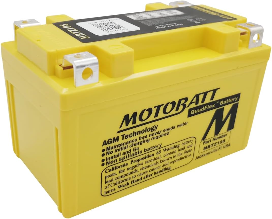 Motobatt MBTZ10S Battery Compatible with Motorcycle YTX7ABS, YTZ10S 12V 8.6Ah 140CCA