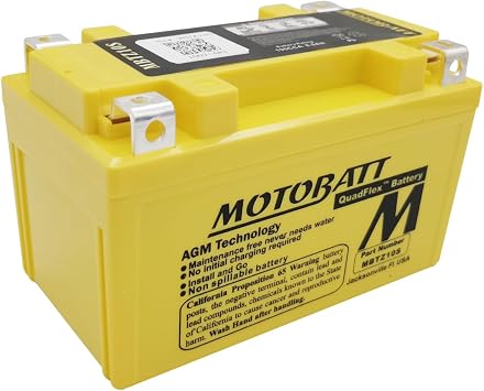 Motobatt MBTZ10S Battery Compatible with Motorcycle YTX7ABS, YTZ10S 12V 8.6Ah 140CCA