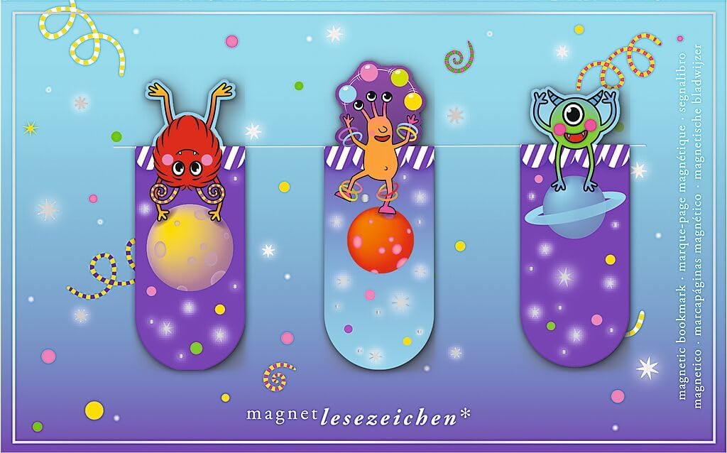 moses. Monster Magnetic Bookmark - Set of 3 Magnetic Bookmarks with Fun Monster Motifs, Ideal Reading Accessories for Kids and Adults