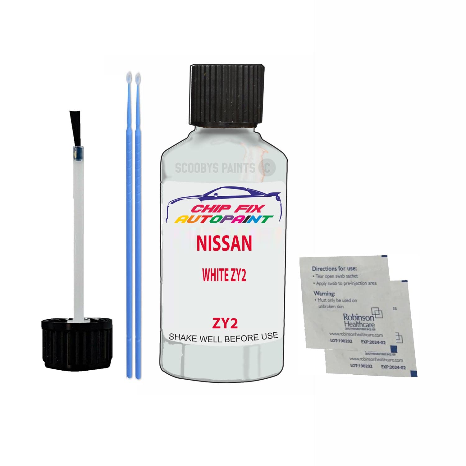 Scoobys Paints Back In The Mix White Zy2 Touch Up Paint For Nissan Micra Zy2 2013-2021 30Ml Bottle Brush Scratch Stone Chip Repair Pen