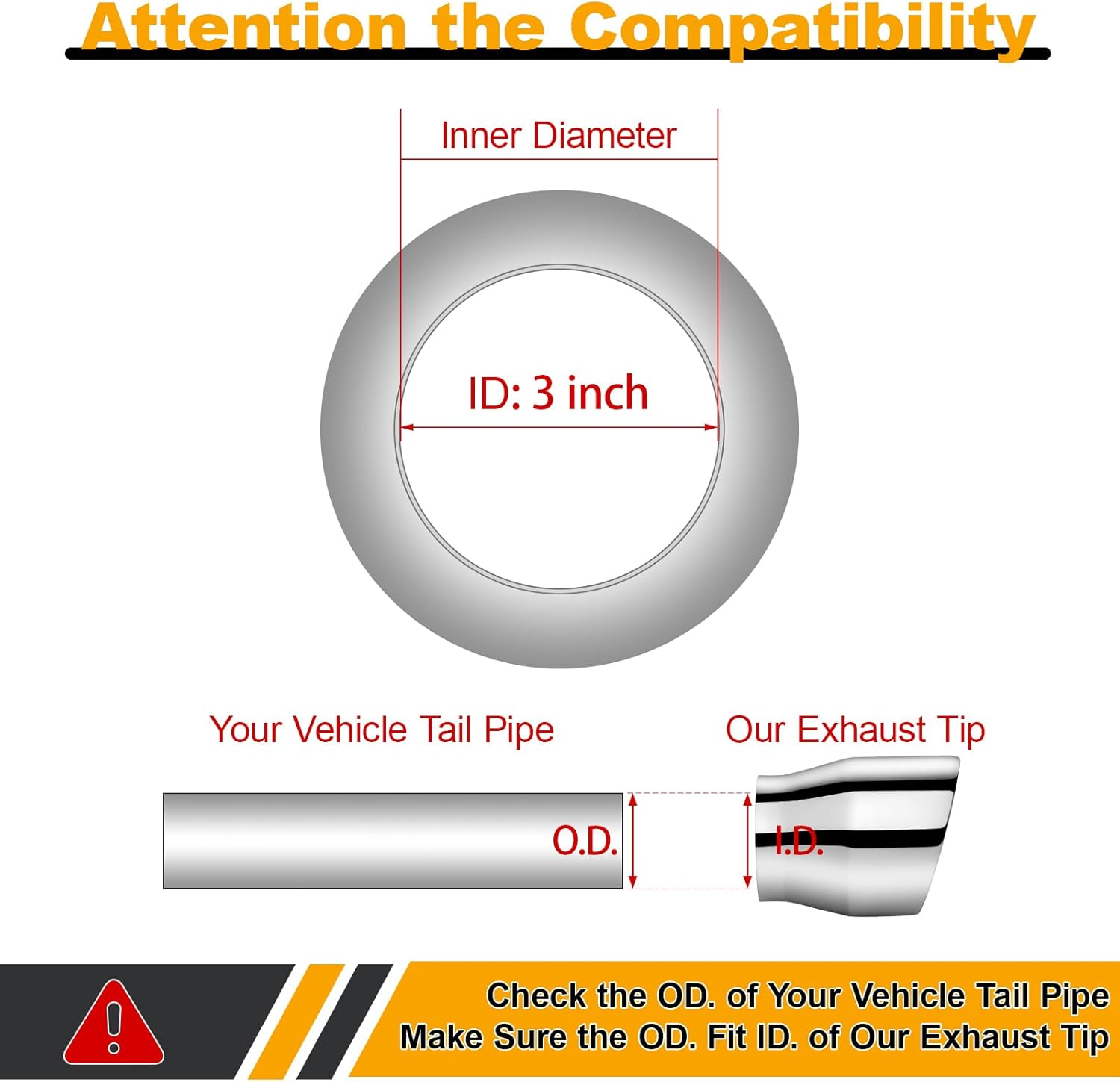 Exhaust Tip 3" Inlet, 4" Outlet 5" Overall Length, Premium Stainless Steel Double Wall, Rustproof Polished Finish, Slant Angle Cut, Weld-On Installation, for Truck Diesel Tail Pipe,2 Pack