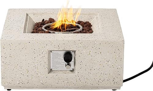Miniatura 47 de COSIEST Juego de mesa de fuego de propano para exteriores de 2 piezas con mesa de tanque, mesa rectangular de terrazo de 42 pulgadas