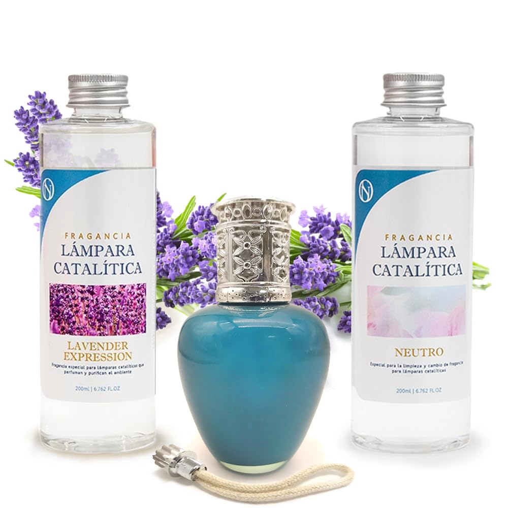 Pack Ahorro Lámpara Catalítica Aqua Marina + Fragancia Lavender Expression (500ml) + Limpiador Neutro (200ml) + Mecha de Repuesto