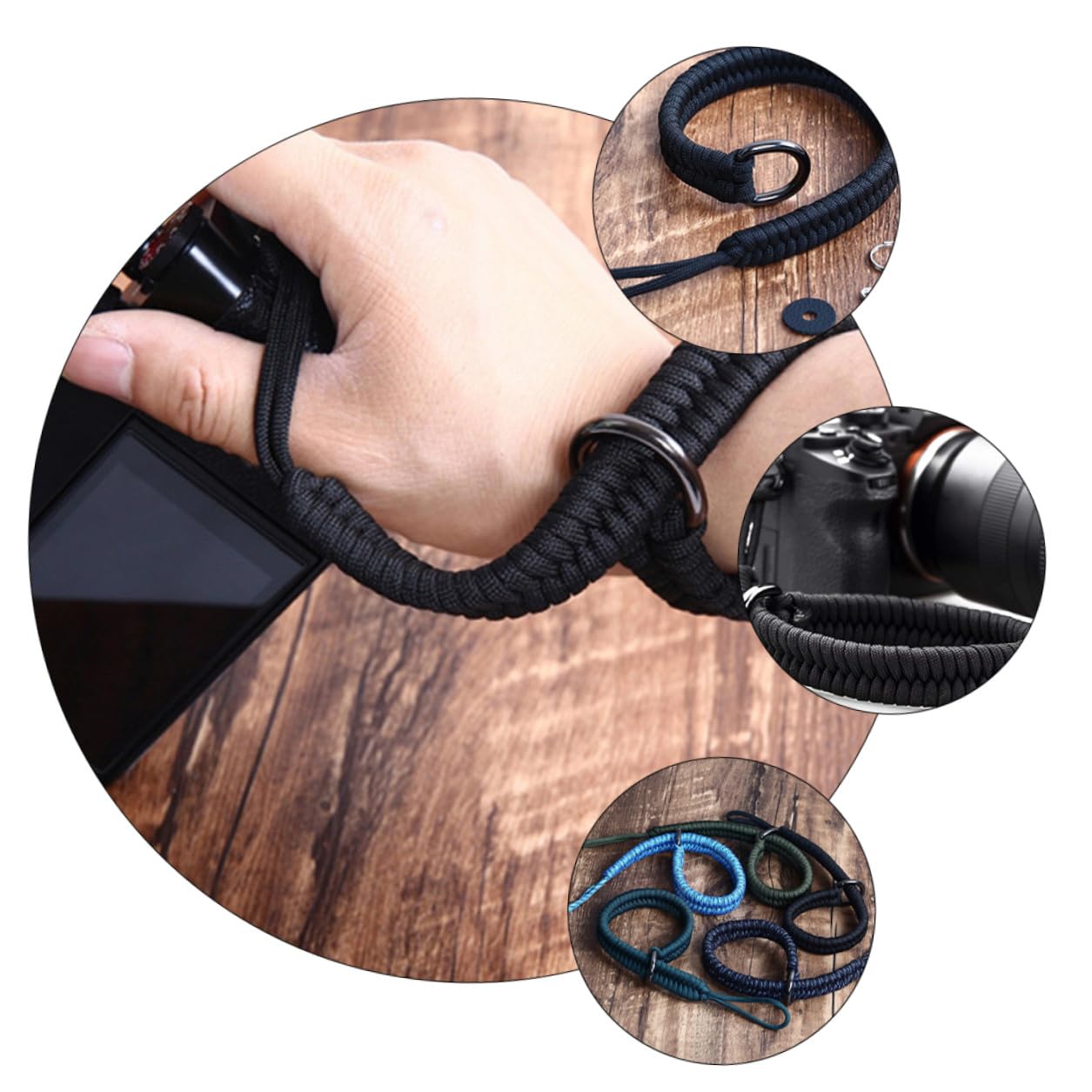 2 piezas Correa de Muñeca para Cámara Ajustable con Anillo Metálico de Liberación Rápida Resistente la Corrosión para Fotógrafos y Accesorios como Cámara de Acción Botella o
