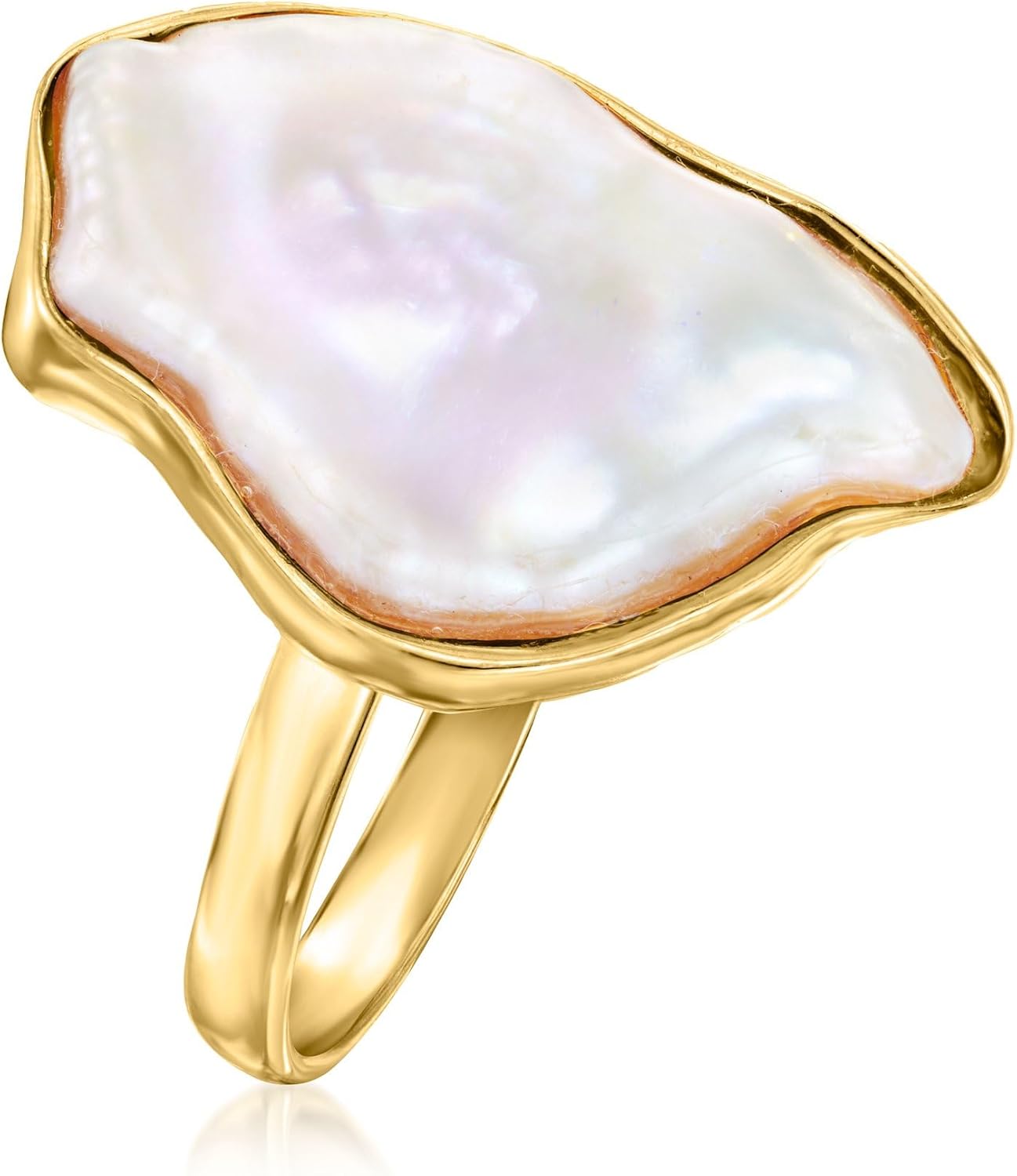 Ross-Simons 20-22mm Cultured Keshi Pearl Ring in 18kt Gold Over Sterling. Size 8