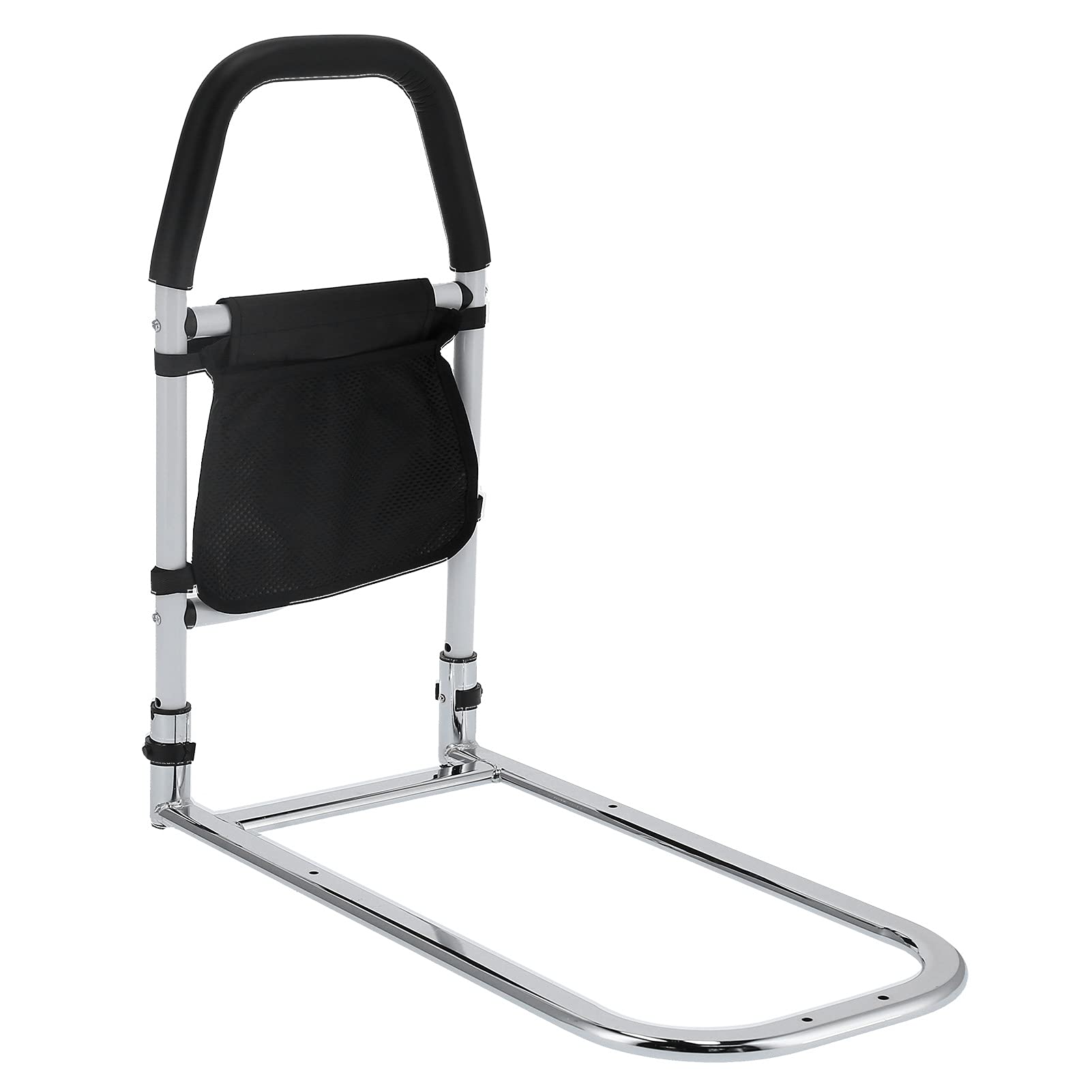 Naroote Barandilla de Cama para Personas Mayores con Protector de Mano y Bolsa de Almacenamiento Asistencia Segura para Subir y Bajar Fabricada de Acero Al Carbono 20.7x10.6x23.6in