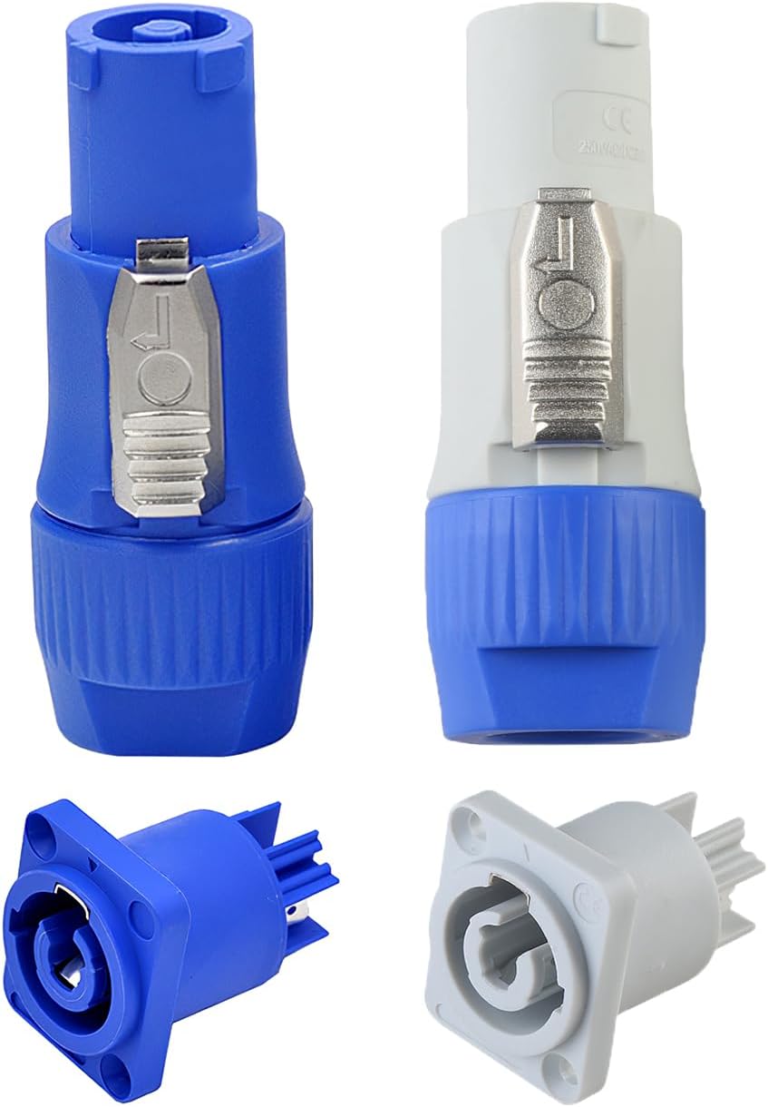 Input and Output Powercon for Neutrik Powercon Nac3fca Connector Panel Socket 3-Pin Powercon Plug Set Connector Compatible Neutrik Socket Powercon Adapter for Powercon Cable