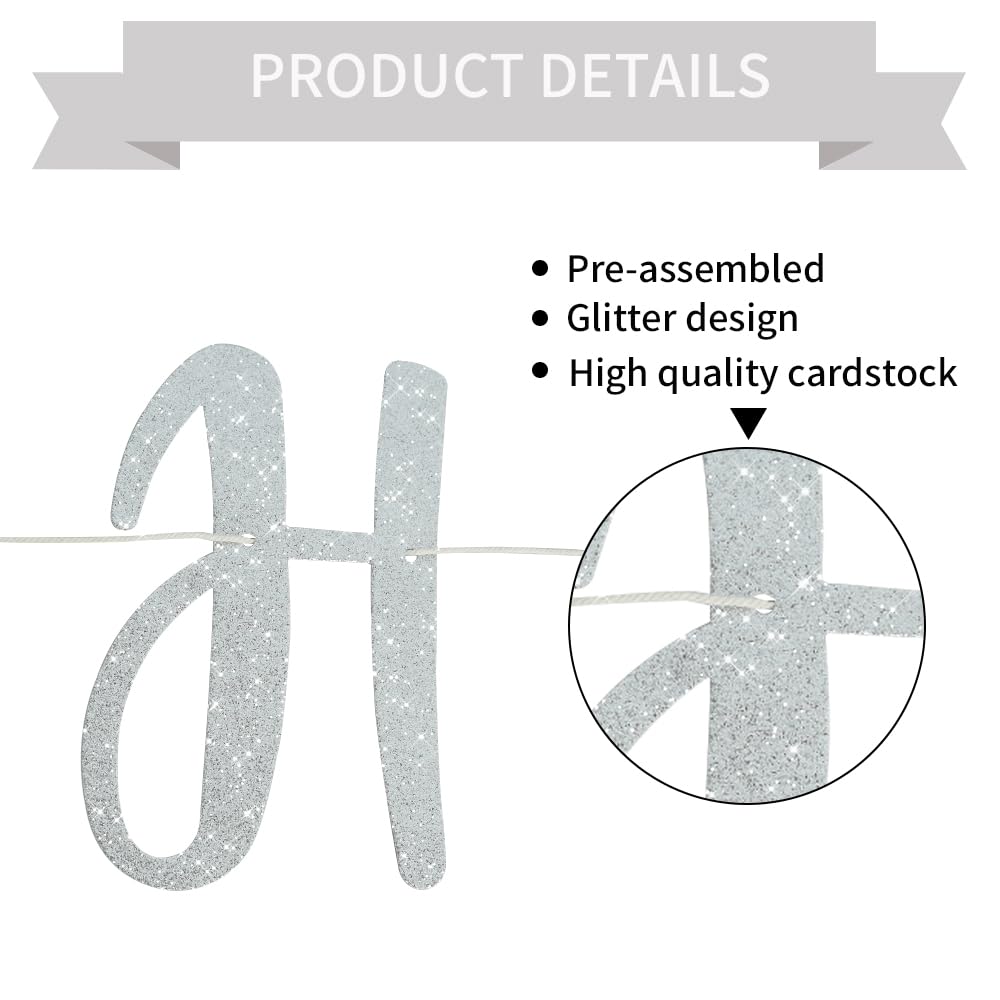 TONIFUL Silver Glitter Happy Retirement Banner -NO DIY - Image 3