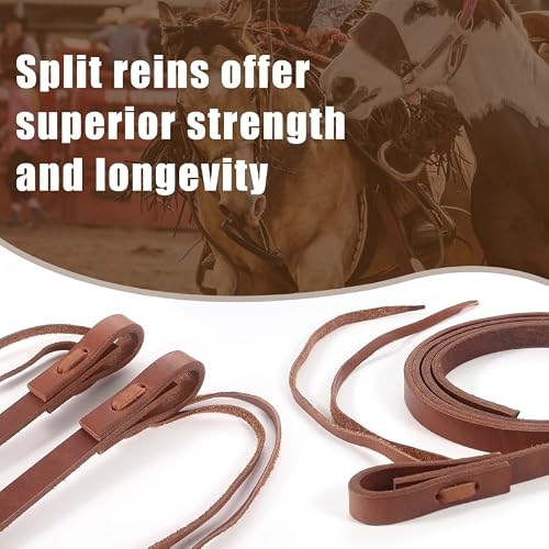 Jeereal Extra Heavy Harness Split Reins, Heavy Oil Weighted,Broken in,Supple Leather Reins, 5/8" x 7' (Brown)