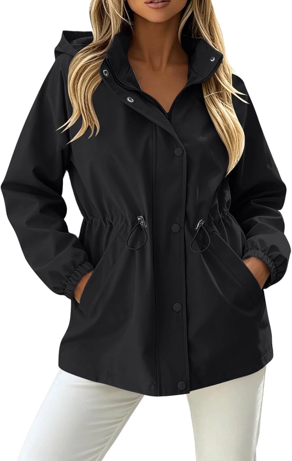 Women's Waterproof Lightweight Rain Jacket with Hood for Hiking