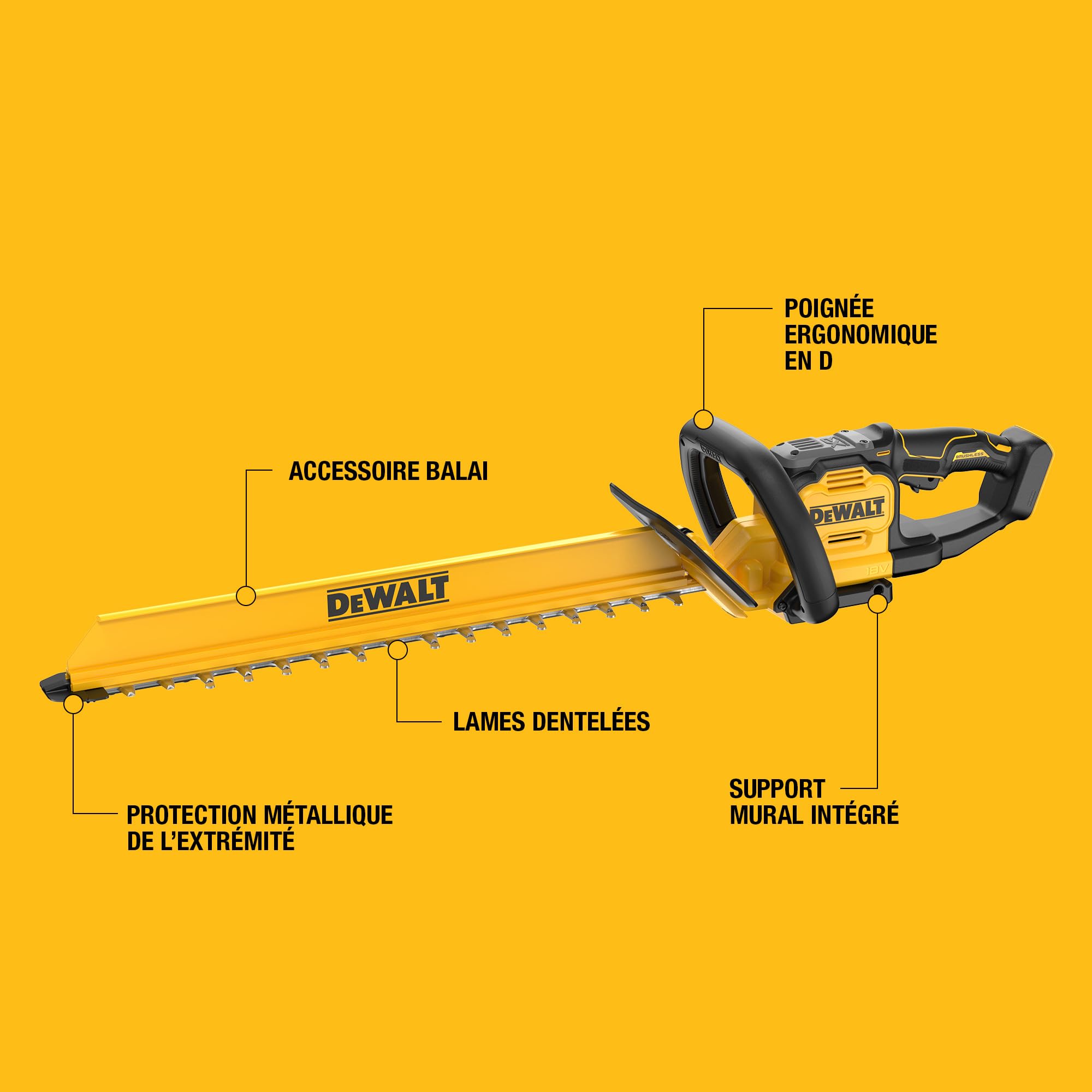 DEWALT Taille-haie 18V XR 60cm, Outil Seul, DCMHT567N-XJ