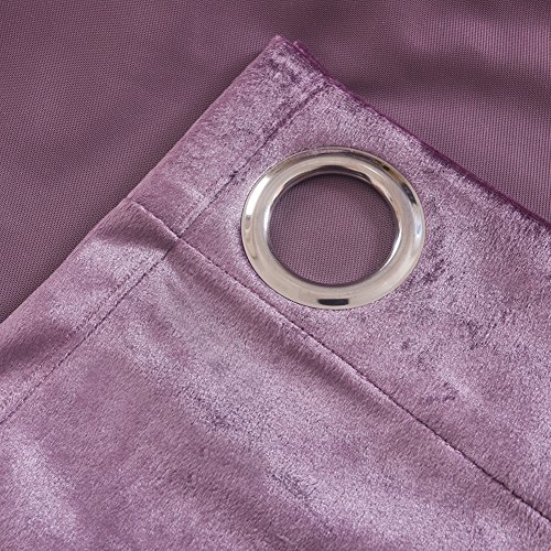 Cherry Home Super Soft Luxury Velvet Texture Curtains Lavender Flannel Blackout Curtains Panel Drapes Grommet 52Wx84L Inch Purplish Pink,2 Panels #TOP6