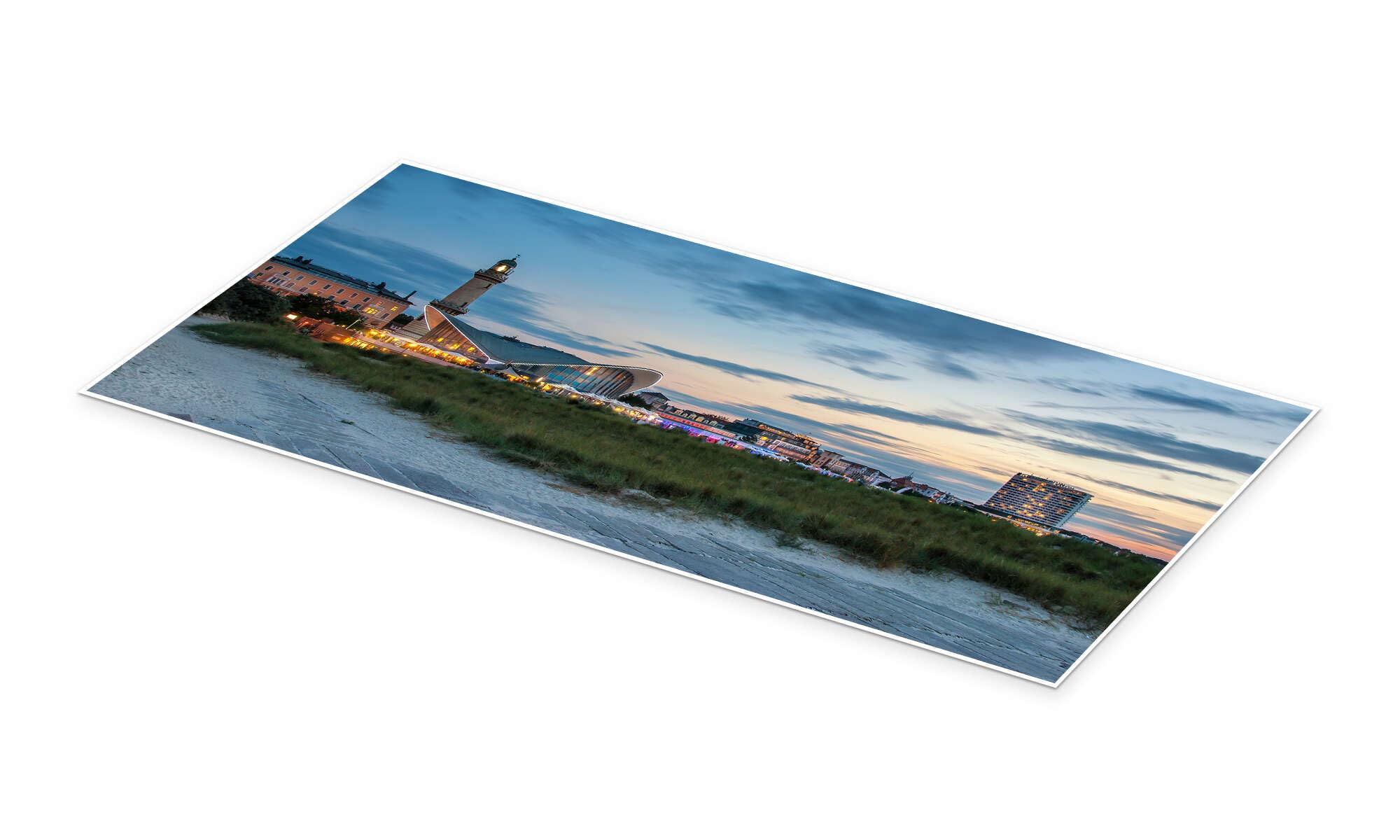 Panorama di Warnemünde Poster | 140 x 70 cm di Steffen Gierok Blu Quadri Decorazione per pareti