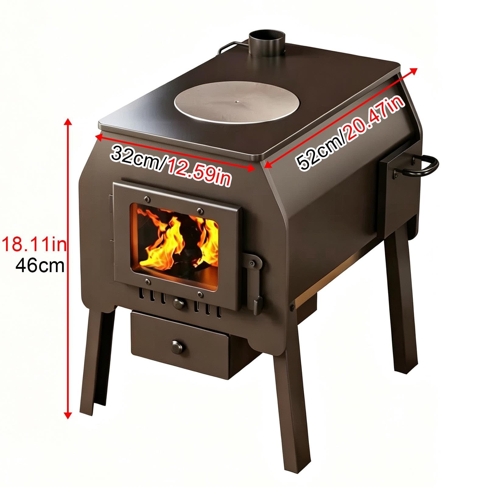 Estufa de Leña con Horno Acero Cajón Cenizas Ventana Visual Ahorro Energía