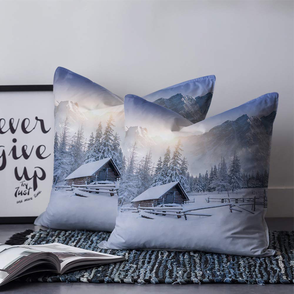 Federa Per Cuscino Lombare Invernale 30,5x50,5 Cm – Motivo Foresta Delle Meraviglie Con Fiocchi Di Neve, In Lino, Vintage, Per Divano E Letto, Decorazione Natalizia - 2