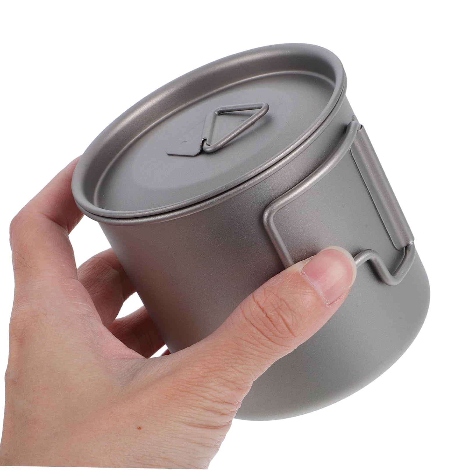 Kaffeebecher mit Schneller Erwärmung mit Klappbarem Griff und Deckel Titan aus Titan Leichter Outdoor Campingbecher und Vielseitiger Nutzung für Camping und Büro