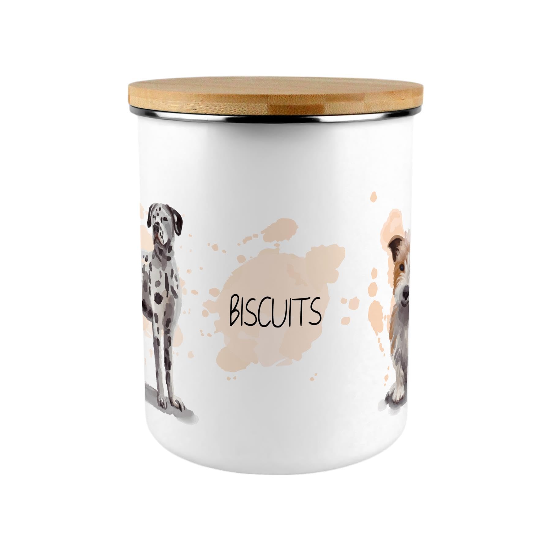 Purely Home Painted Dogs Biscuit Storage Tin - 2.7L Extra-Large Kitchen Container