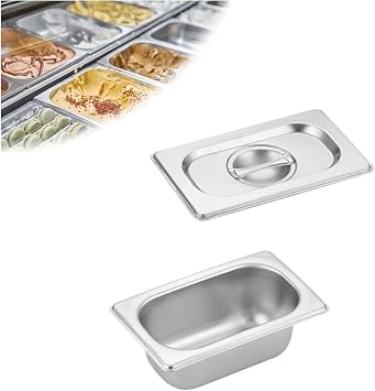 Stackable Steam Catering Pan,Ingredient Container Chafing Water Pan,Hotel Pans for Restaurant Cafeteria Party Catering,1/917.5 * 11cm,6.5cm/2.6in