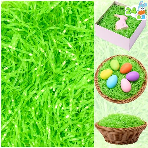 JOYIN 680 g de grama de Páscoa, grama falsa de plástico verde claro puro, grama de ráfia desfiada pa