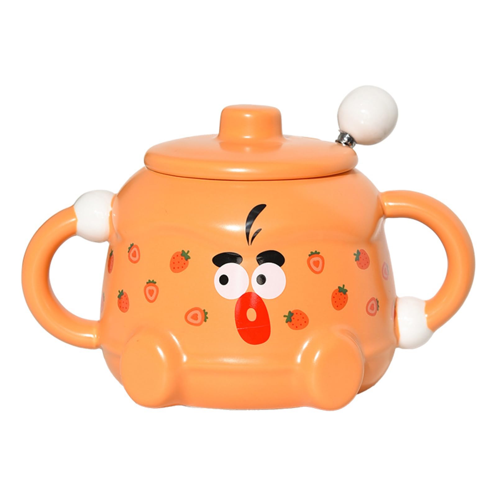 Taza de leche de cerámica divertida de 420 ml con orejas, cereza, 420 ml