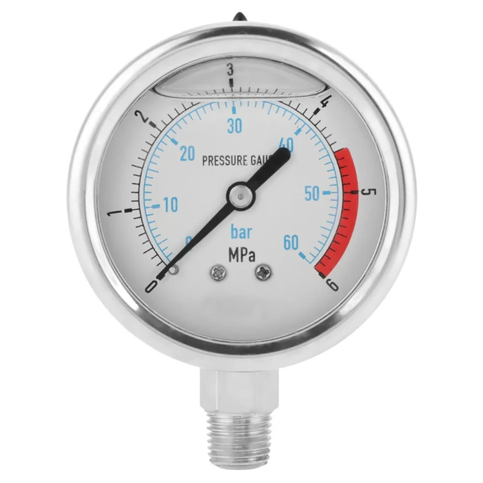 Manómetro de presión de Agua hidráulico de 0 a 60 Bar y 0 a 6 MPa, 1/4" NPT, Esfera de 60 mm, Herramienta de medición de presión