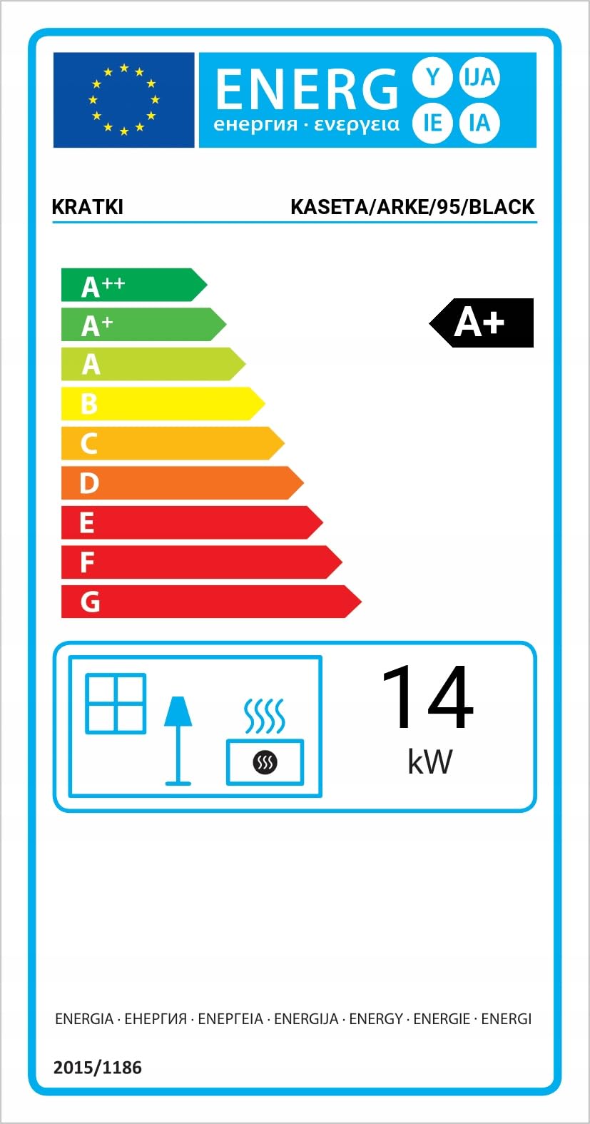 KRATKI Camino in acciaio 12 kW ARKE 95 fi 200 Inserto camino BImSchV Livello 2 EEK A