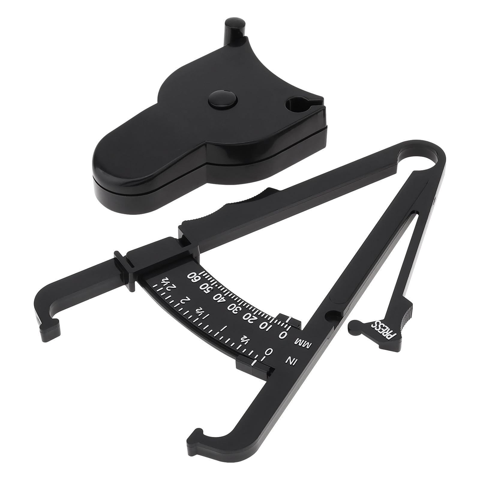 Body Fat Caliper and Measuring Tape for Body Weight-Loss Skin Fold Fitness, Skinfold Body Fat Analyzer and BMI Measurement Tool Black