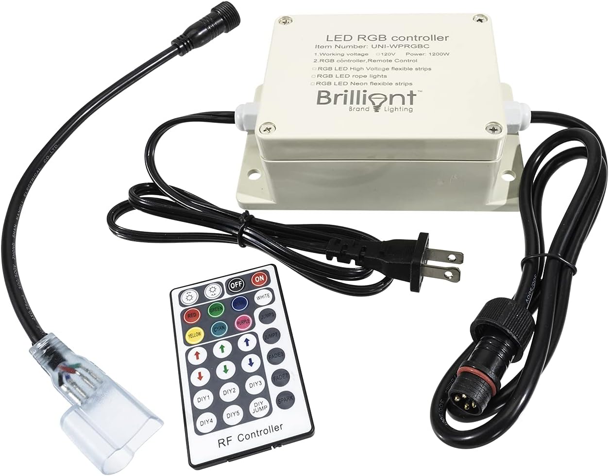 Outdoor Multi-Function RGB LED Neon Rope Light RF Weatherproof Controller - 120 Volt