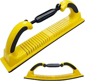 Toromp Bloco de lixa manual de 6 cm x 38 cm de raio ajustável para lixar à mão com suporte de gancho e laço – Use rolos contínuos ou folhas de lixa para automotivo, marcenaria