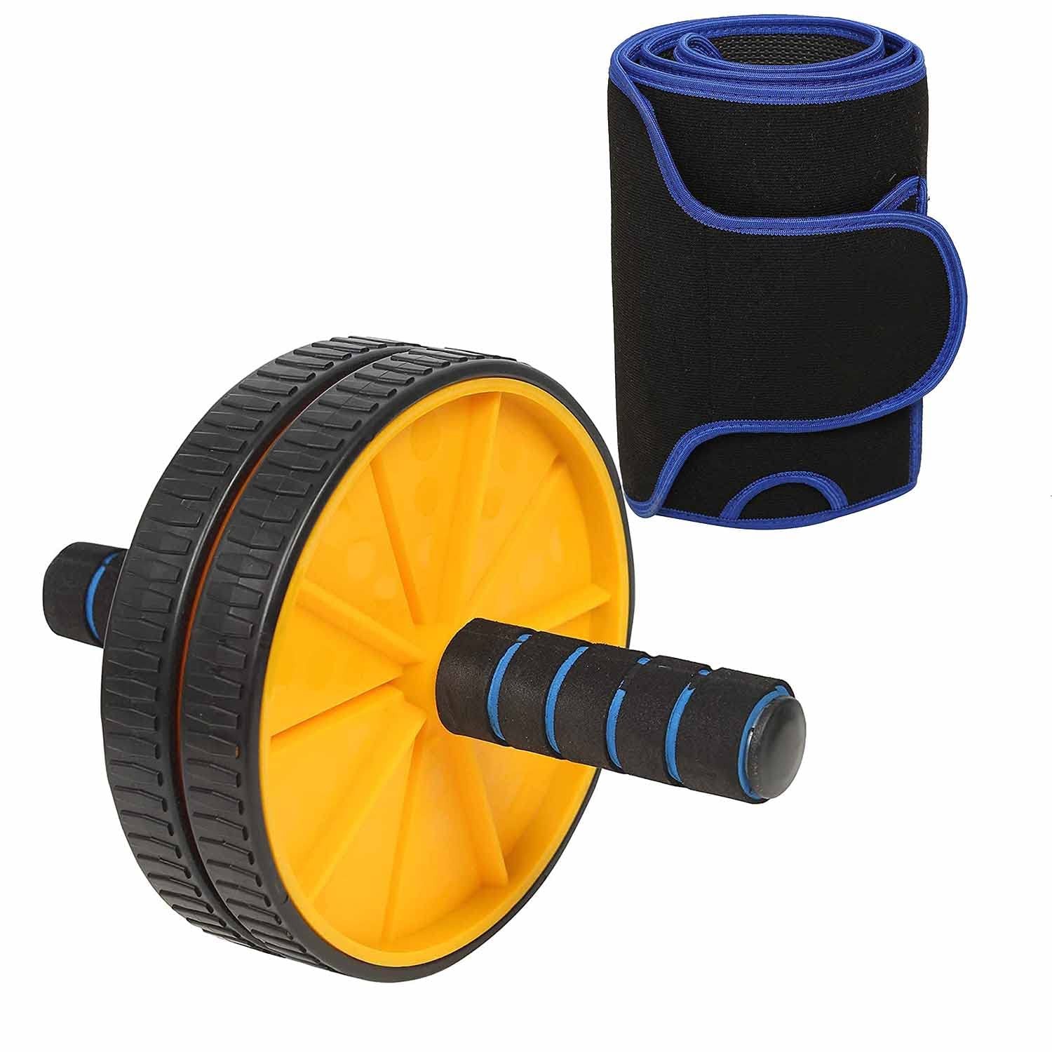 TINCIDUNT Ab Exercise Roller With seat belt combo | Balance Wheel Roller | Ab Wheel Roller (Soft Handle) 1 pc