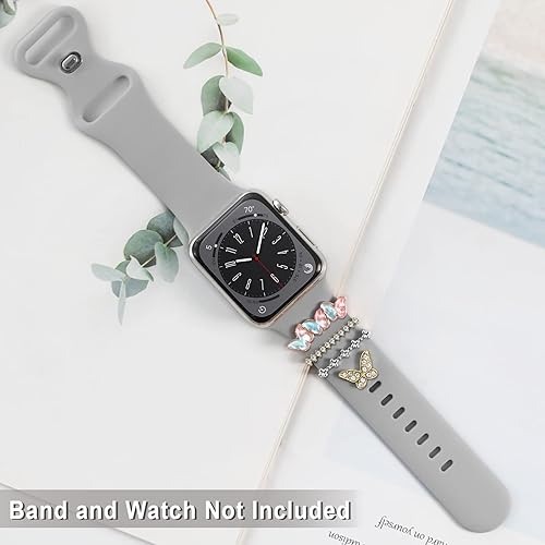 Vista 132 de ALMNVO Bling Diamond Charms for Apple Watch Bands Charms 46mm 45mm 44mm 42mm 41mm 40mm 38mm 49mm,Sparkle Metal Sliding Decorative Rings for iWatch