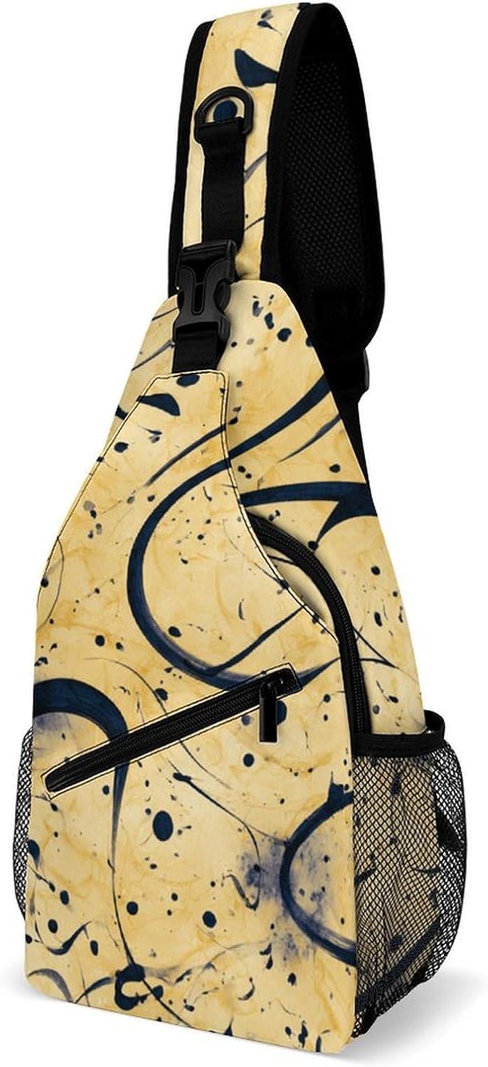 Abstract Brushstrokes Sling Crossbody Bag Lightweight Chest Shoulder Backpack for Outdoor Sports