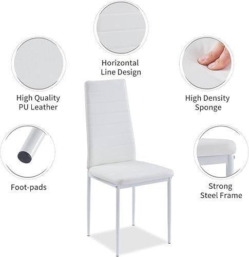 Miniatura 4 de ROOIOME Juego de 2 sillas de comedor de poliuretano con asiento acolchado, sillas de cocina modernas, juego de 2 sillas de mediados de siglo para