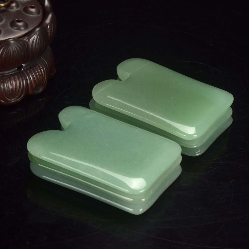 Natural Green Aventurine Gua Sha Scraping Massage Tools, Stone Guasha Board for SPA Acupuncture Handmade Healing Stone Gua Sha Scraping Facial Massage Scraper Tools